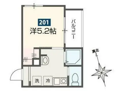 MELDIA南浦和IV(1K/2階)の間取り写真