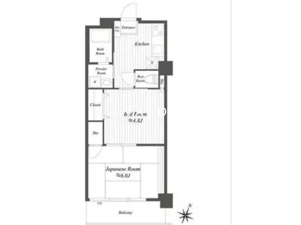 サウスウインド相模大野(2K/3階)の間取り写真