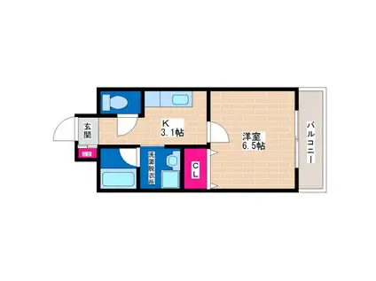 GROOVE平野(1K/2階)の間取り写真