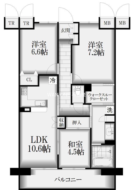 アーバンシティ浜松幸(3LDK/9階)の間取り写真