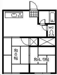 しらさぎ荘(2DK/2階)の間取り写真