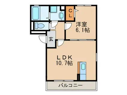 コートリバー(1LDK/3階)の間取り写真