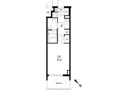 チェスターコート御茶ノ水(1K/13階)の間取り写真