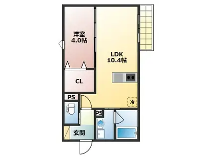 フルーム(1LDK/2階)の間取り写真