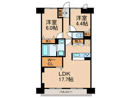 ライオンズマンション宇治大久保(2LDK/4階)の間取り写真