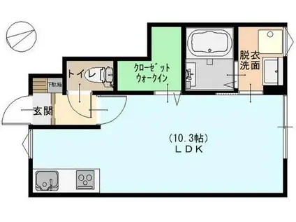 グランノアかほく(ワンルーム/1階)の間取り写真