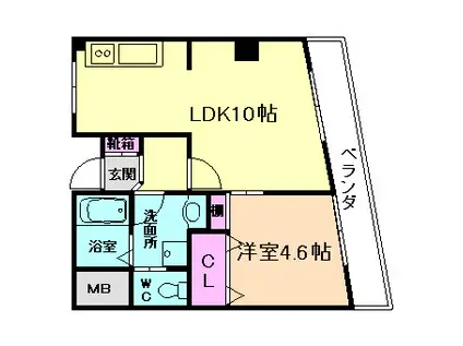 わかばハイツ(1LDK/2階)の間取り写真