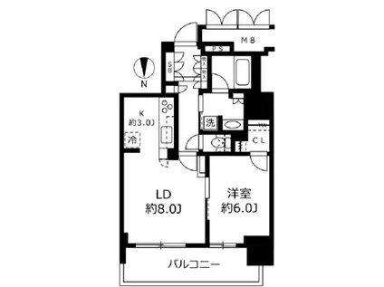 ブランズタワー・ウェリス心斎橋ノース(1LDK/18階)の間取り写真