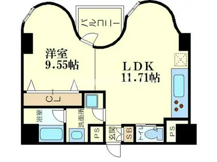 ゼウスアルファ(1LDK/7階)の間取り写真