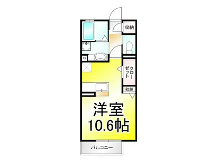 ブライト・フルール(1K/2階)の間取り写真