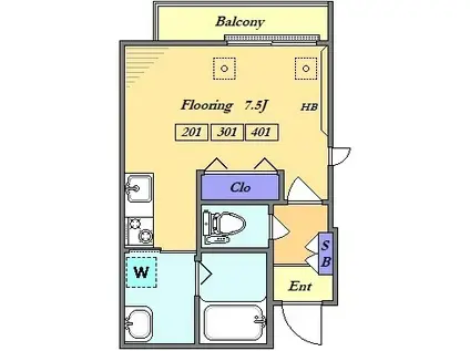 COURAGE三軒茶屋(ワンルーム/3階)の間取り写真