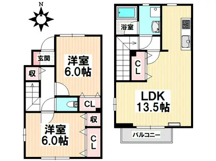 アーバンコート亀城(2LDK/1階)の間取り写真