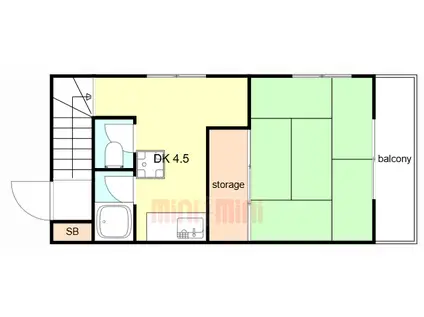 二宮ハイツ(1DK/2階)の間取り写真