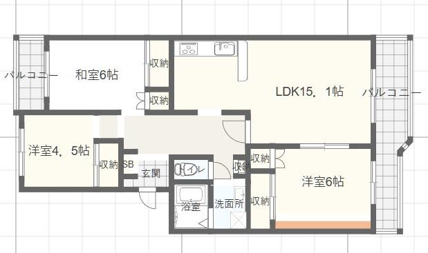 ECLARGE B棟(3LDK/1階)の間取り写真
