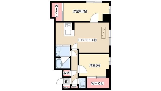 サリジェール瑞穂(2LDK/3階)の間取り写真