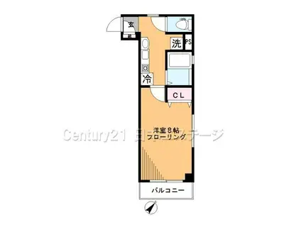 マリンコート・T(1K/2階)の間取り写真