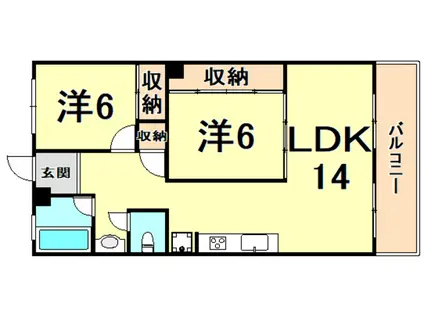 第一ハイツシャトー(2LDK/3階)の間取り写真