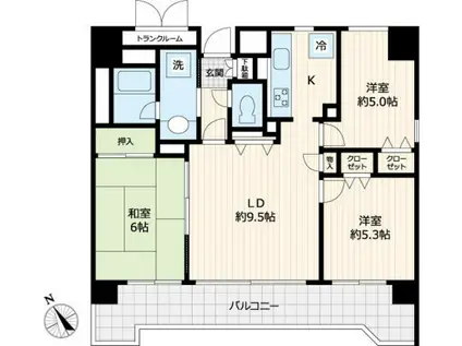 コスモ志木ステーションビュー(3LDK/4階)の間取り写真