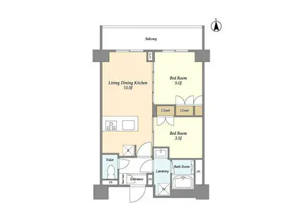 ディームス横濱神之木台(2LDK/4階)の間取り写真