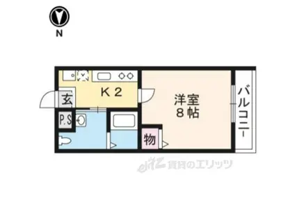 フラッティ丸太町御前(1K/2階)の間取り写真