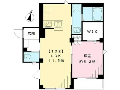 オークス(1LDK/1階)の間取り写真