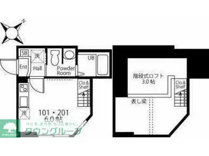 ハーミットクラブハウスALESIA子安(ワンルーム/2階)の間取り写真
