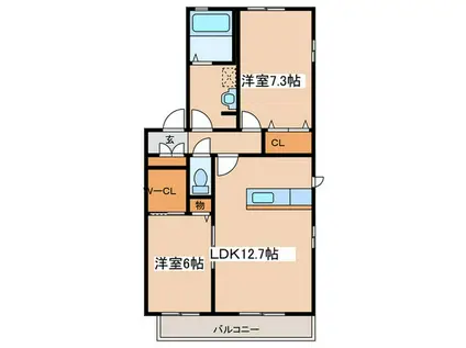 グランディール(2LDK/1階)の間取り写真