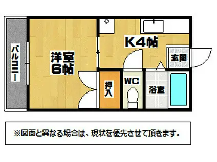 ロマネスクもりつね(1K/1階)の間取り写真