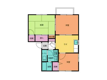 サンシャイン石が口A棟(3DK/2階)の間取り写真