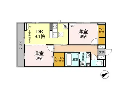 ティーケーエム1(2DK/2階)の間取り写真