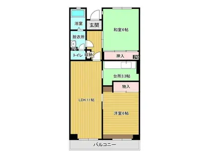 リバーサイドヒル及川(2LDK/3階)の間取り写真