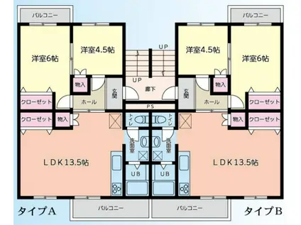 リノ辰巳(2LDK/2階)の間取り写真
