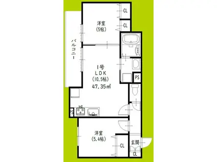 クリエオーレ菊水町(2LDK/2階)の間取り写真