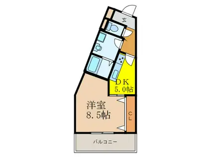 KAMITANI III BLD(1DK/6階)の間取り写真