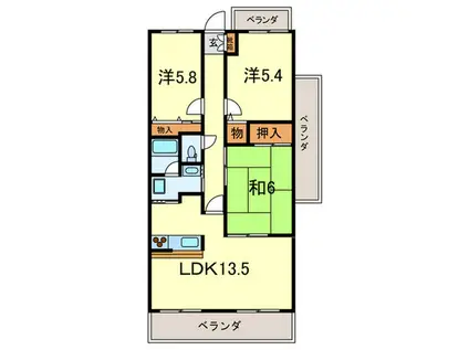 シェルプール壱番館(3LDK/3階)の間取り写真
