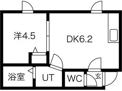 キアーロ琴似(1DK/2階)の間取り写真