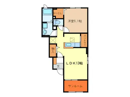 サニーハイツSEINAI III(1LDK/1階)の間取り写真