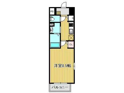 ルーバン・ドゥール(1K/1階)の間取り写真