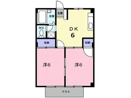シティハイツ下河内B(2DK/2階)の間取り写真