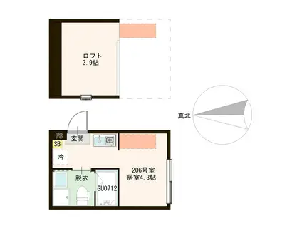 ル・リヴァージュ中川(ワンルーム/2階)の間取り写真