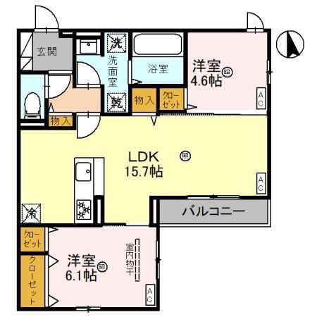クラシスト甲子園一番町I(2LDK/3階)の間取り写真