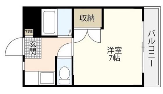 リトルハイム長岡61(1K/1階)の間取り写真