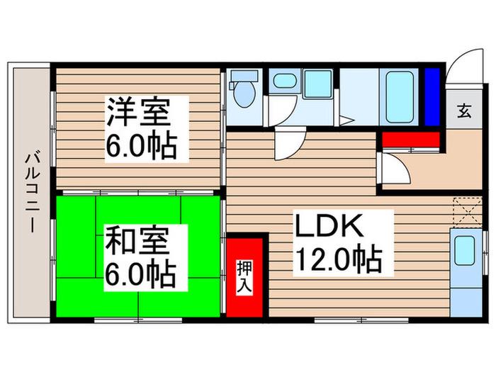 メゾンパリス(2LDK/3階)の間取り写真