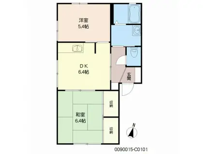 フレグランス大久保C棟(2DK/1階)の間取り写真