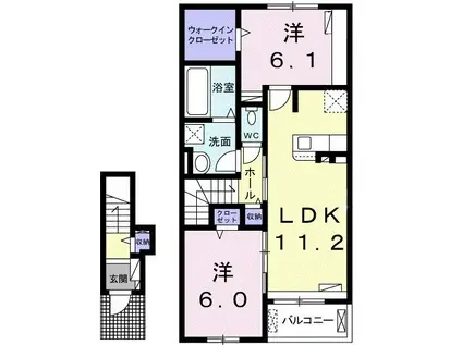 プラーンドルVII(2LDK/2階)の間取り写真