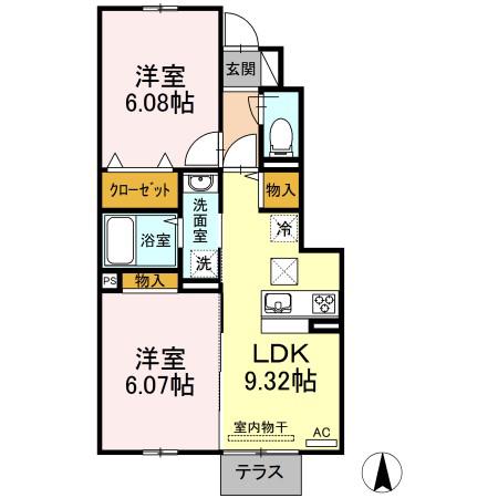 COMFORTAS K(2DK/1階)の間取り写真