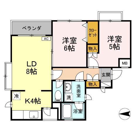 フォレストV(2LDK/2階)の間取り写真