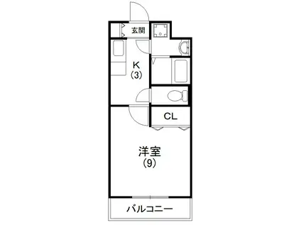 バンブーリーヴスI(1K/2階)の間取り写真