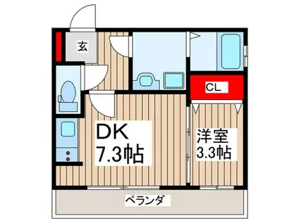 LA BLEUET(1DK/3階)の間取り写真