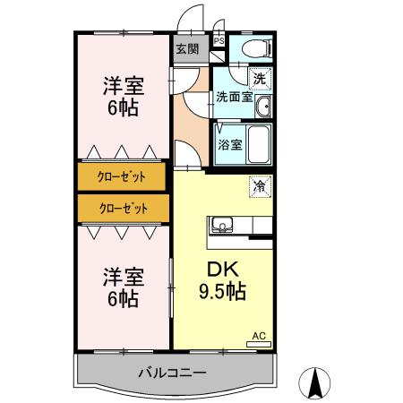 エスペランサI(2DK/1階)の間取り写真